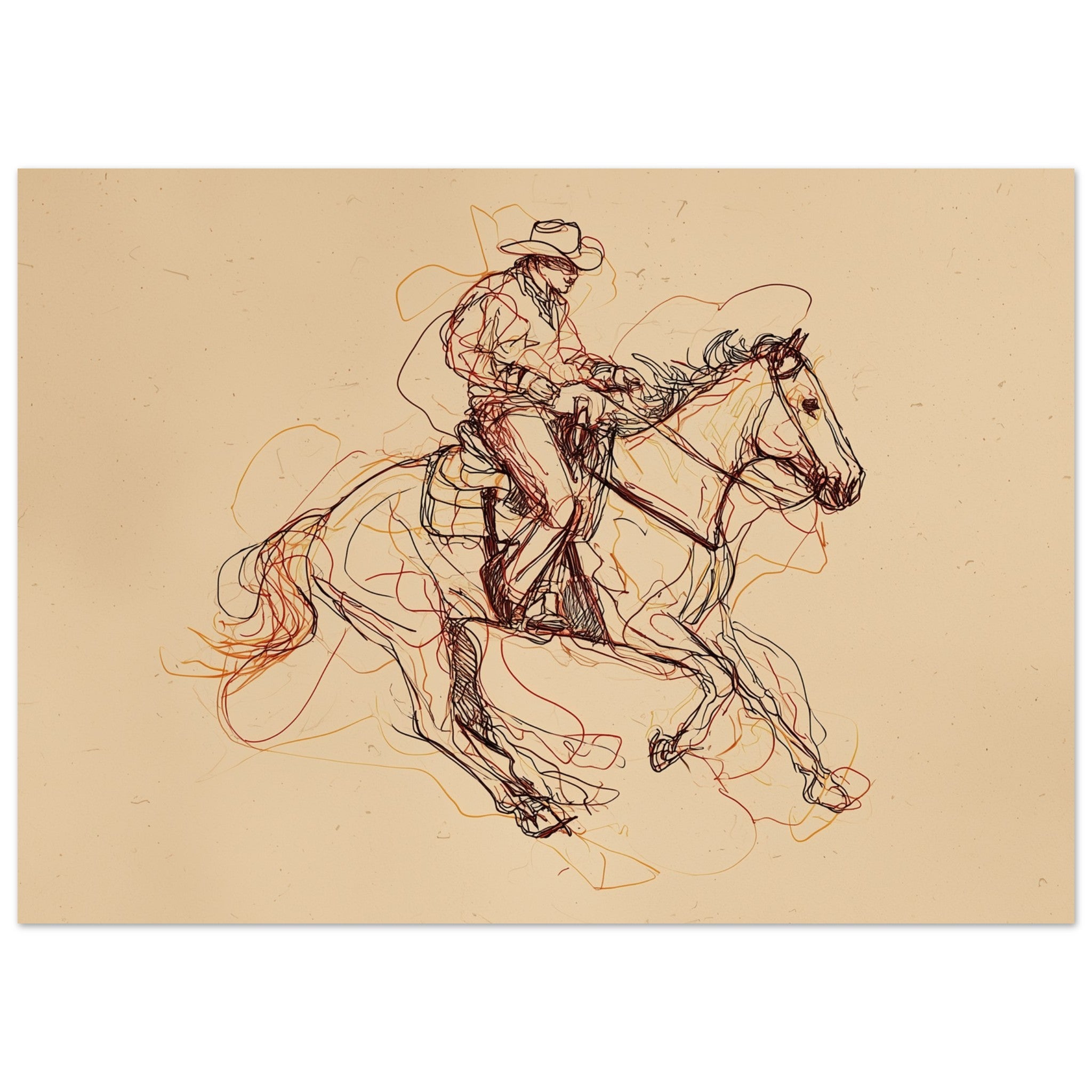 Free running horse sketch art poster with expressive lines