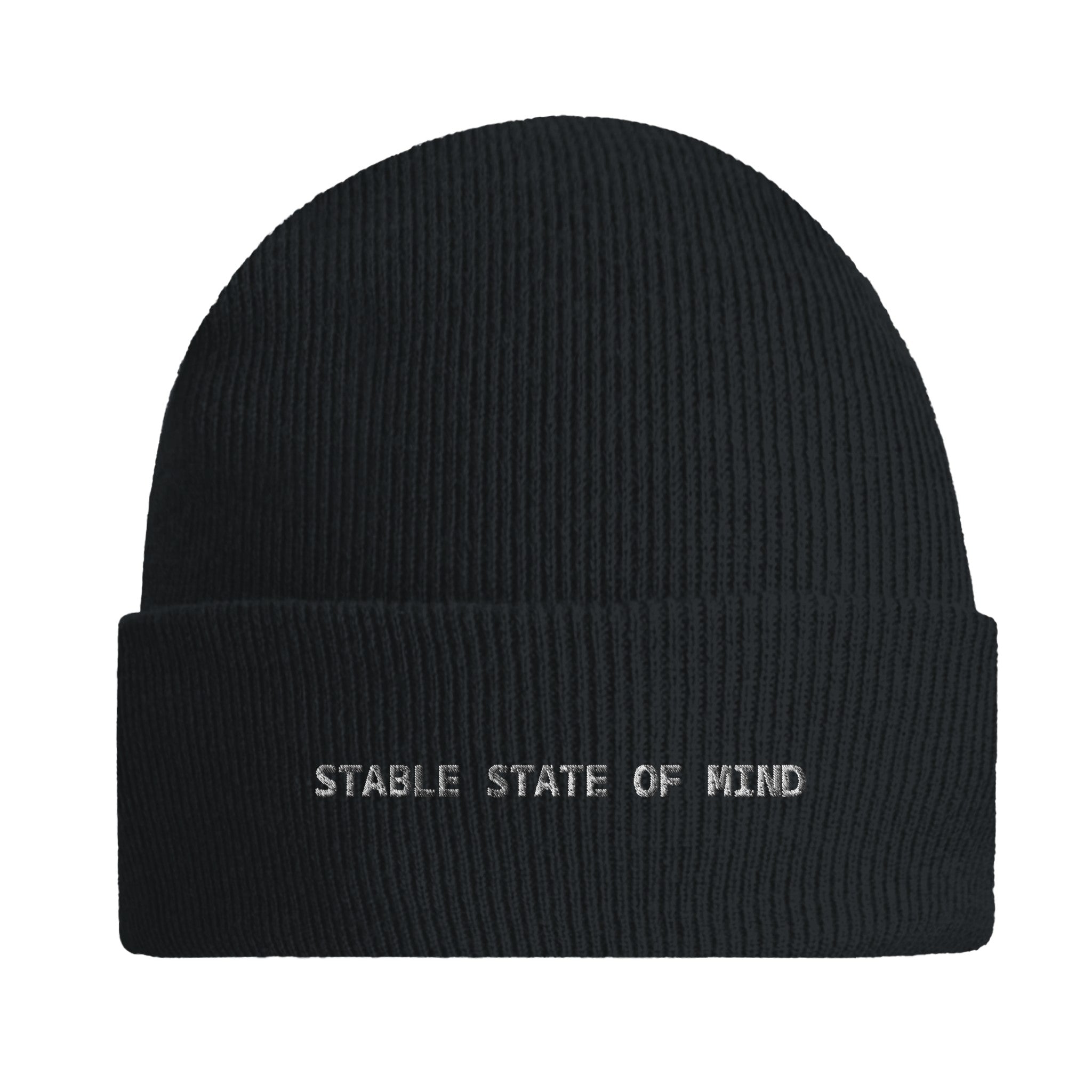 Black beanie with text Stable state of mind for horse people