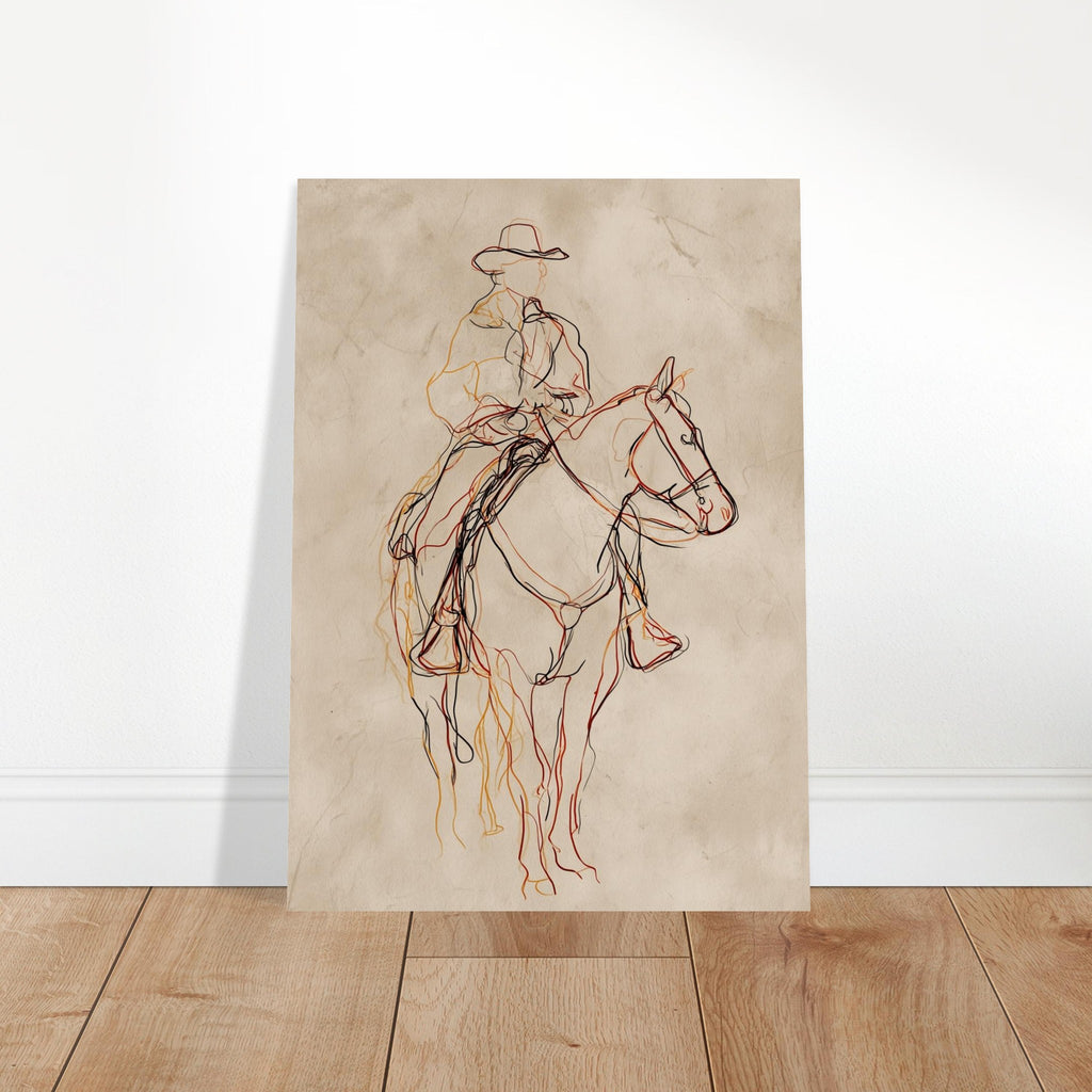Minimalist horse line art poster with abstract flowing lines